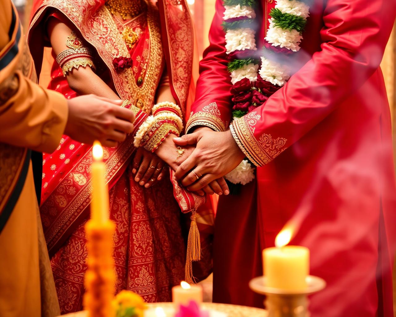 Traditional wedding ceremony joining two families