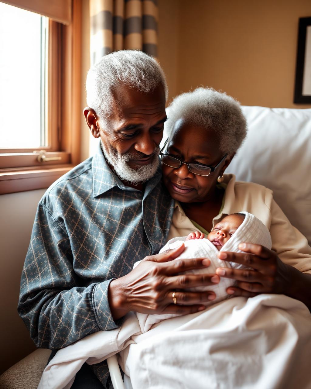 Grandparents meeting their newborn grandchild